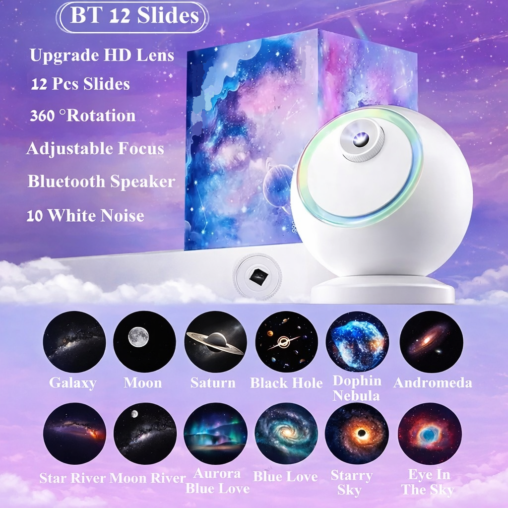 Star Projector Bluetooth Galaxy Night Light With Rotating LED