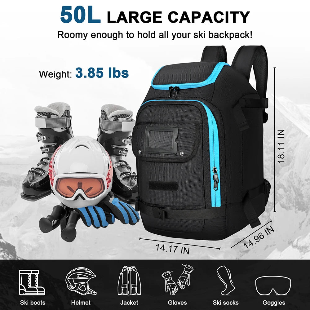 Zaino Impermeabile SummitCarry da 50 Litri per Scarponi da Sci, Attrezzatura e Accessori