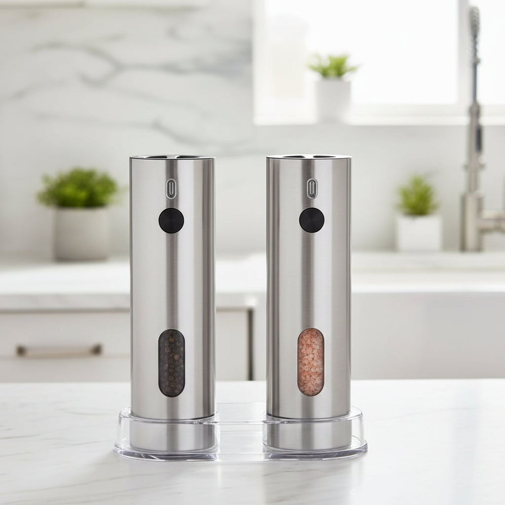 Electric Salt And Pepper Grinders Set With USB Rechargeable Base