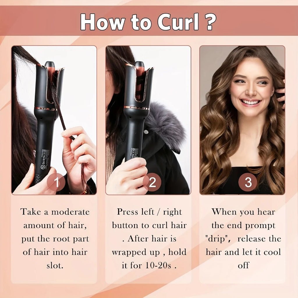 מחליק שיער קרמי אוטומטי CurlNova עם גליל מסתובב