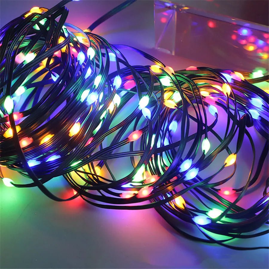AuroraLeaf Warmweiße LED-Lichterkette für stilvolle Außen- und Gartendekoration