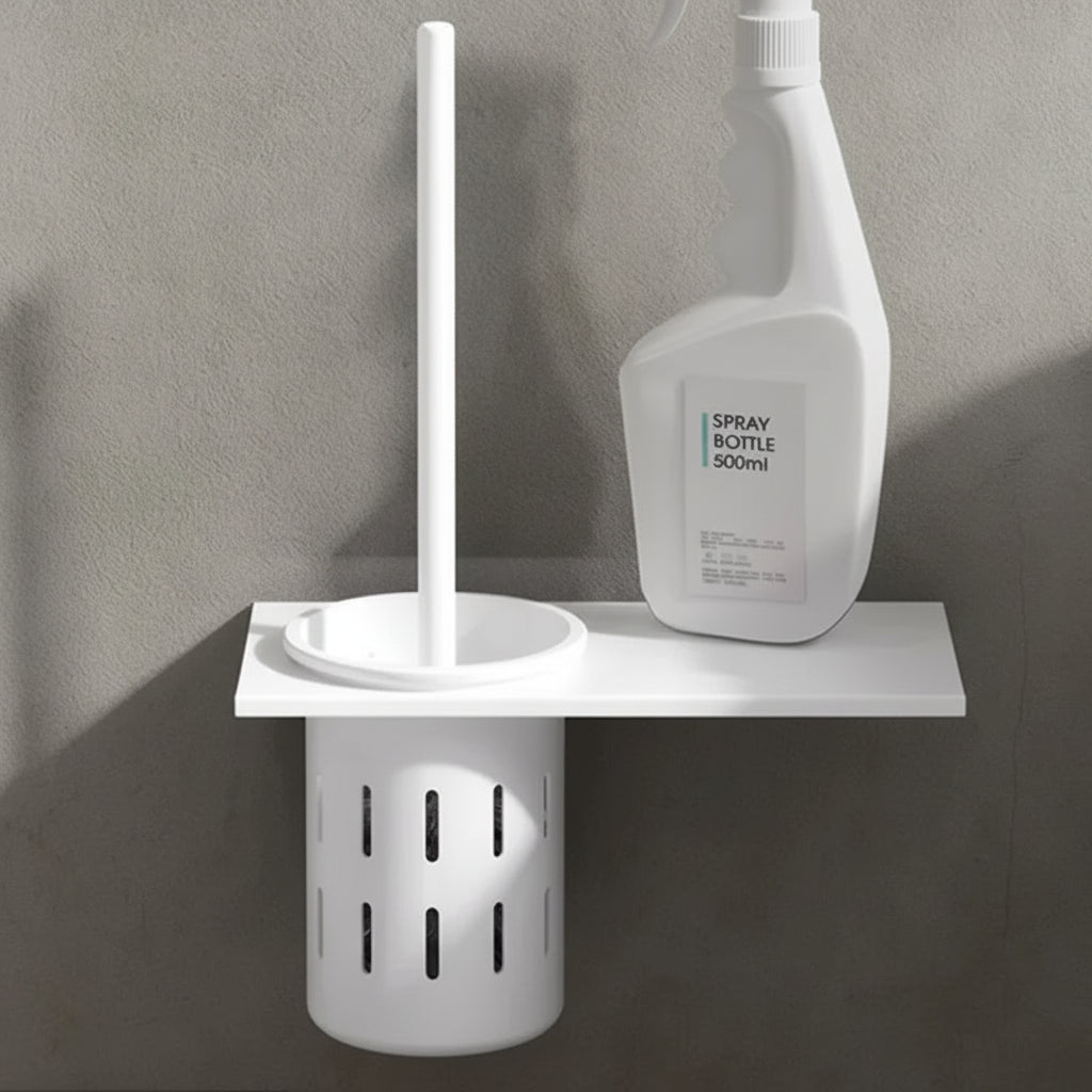 Set de cepillo para inodoro montado en pared AureaLine en oro cepillado para baños elegantes