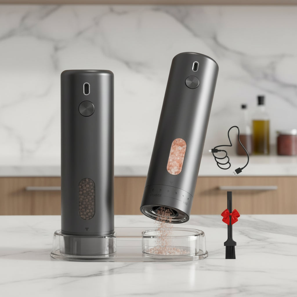 Electric Salt And Pepper Grinders Set With USB Rechargeable Base