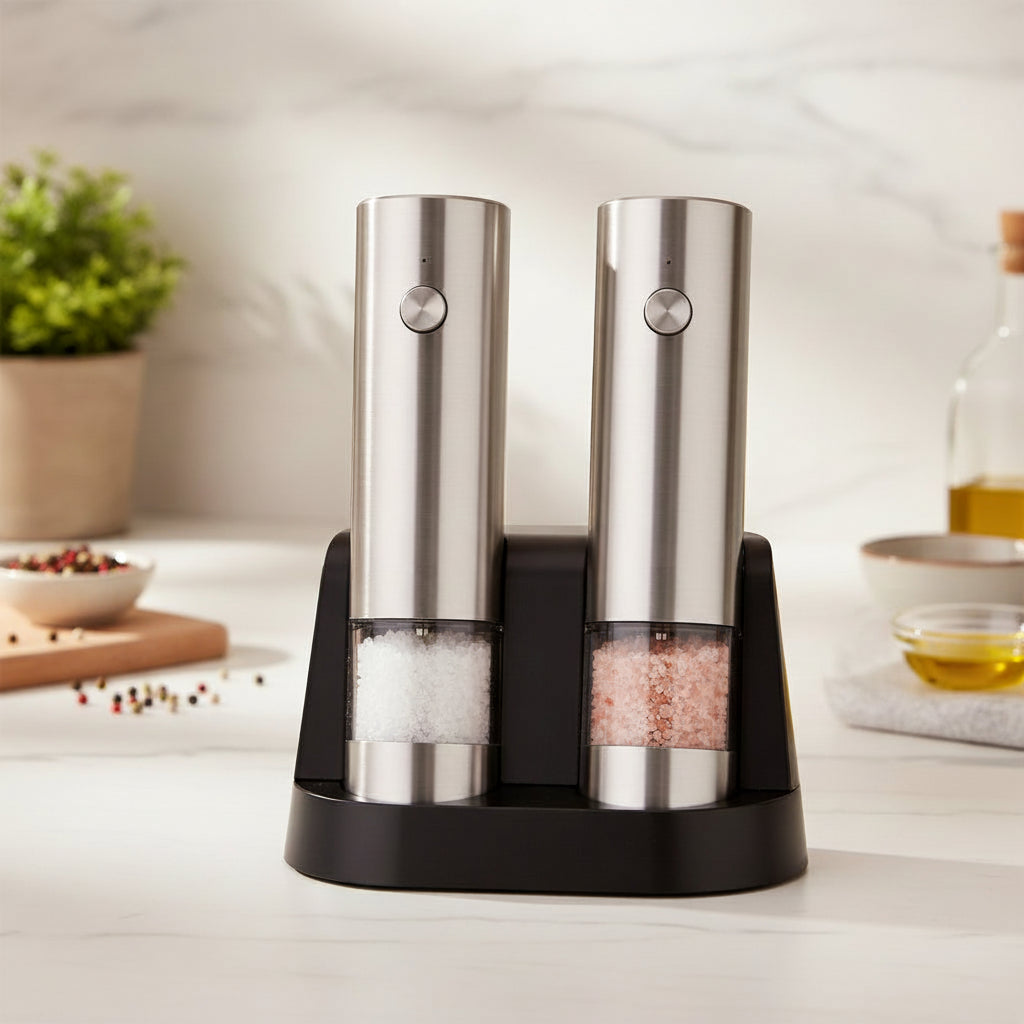 Electric Salt And Pepper Grinders Set With USB Rechargeable Base