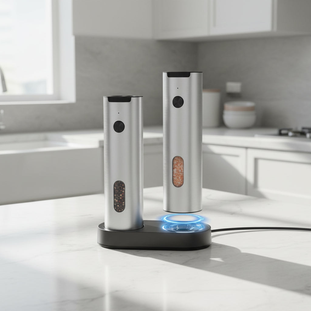 Electric Salt And Pepper Grinders Set With USB Rechargeable Base