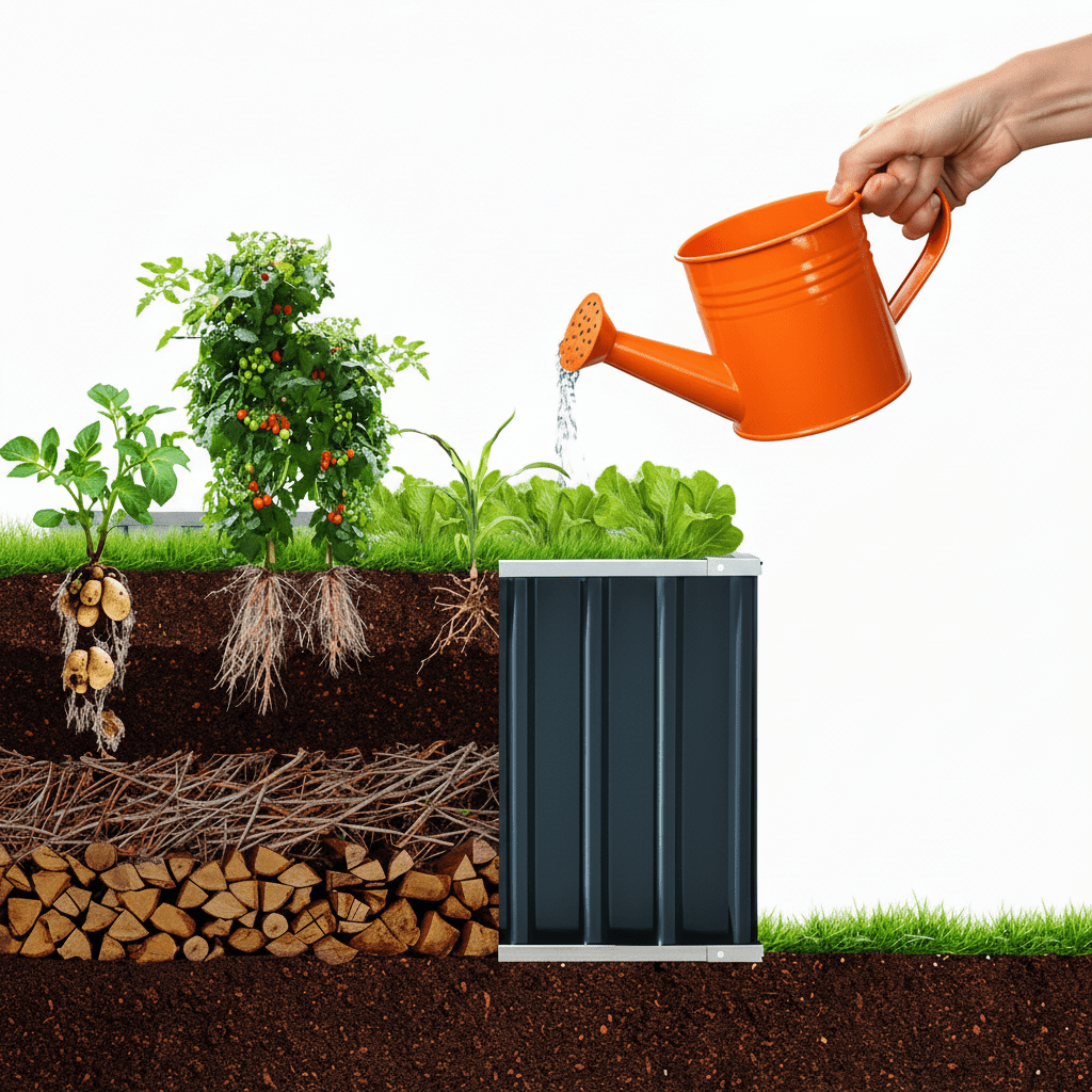 TerraGrow horganyzott acélból készült emelt ágyás az egészséges növekedésért