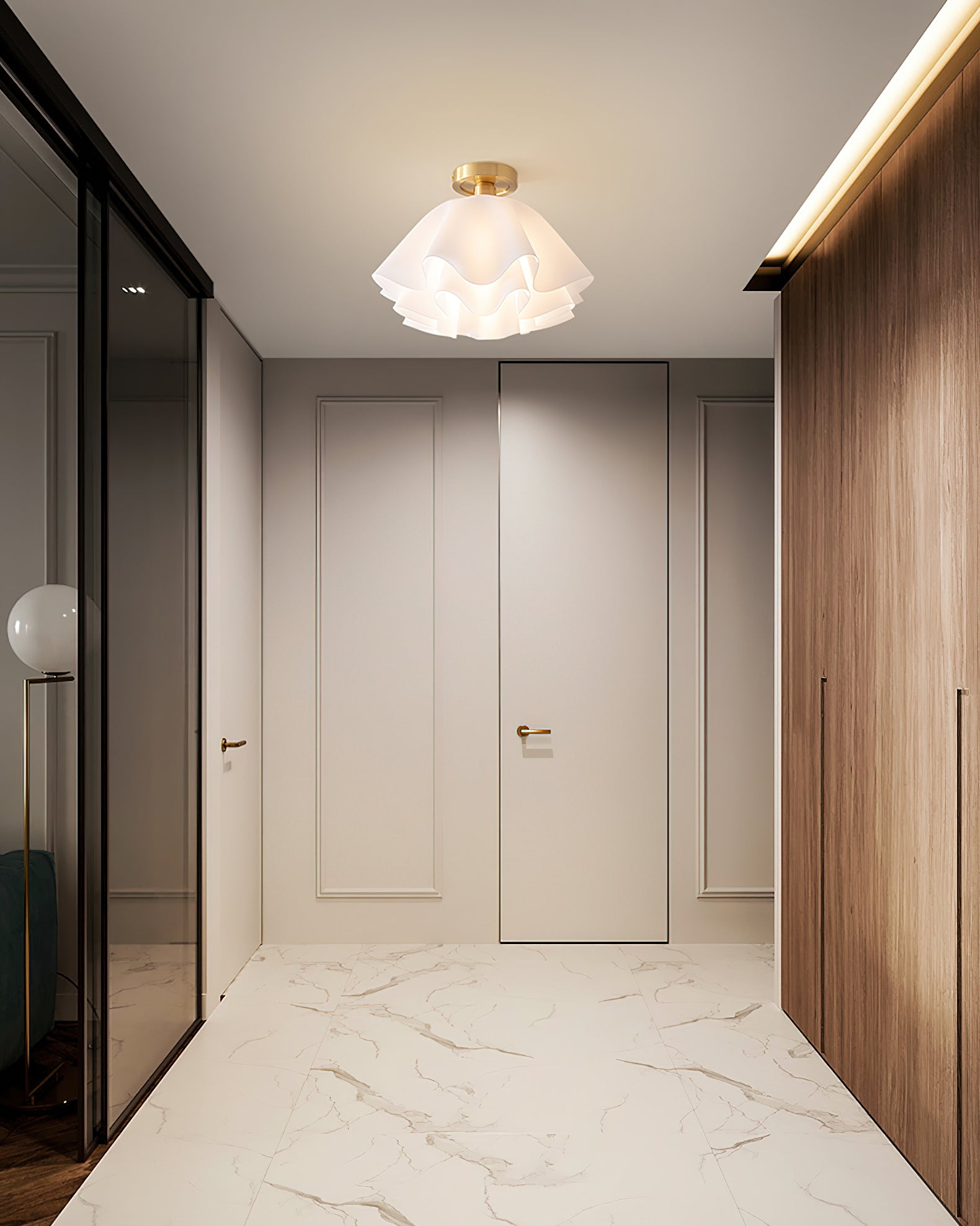 LumenFold Contemporary Ceiling Light With Copper Base And Ambient Glow