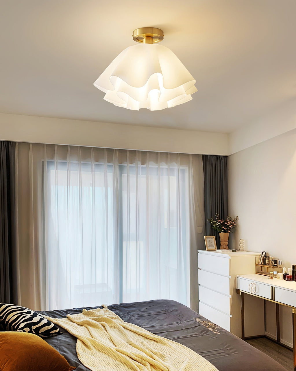 LumenFold Contemporary Ceiling Light With Copper Base And Ambient Glow