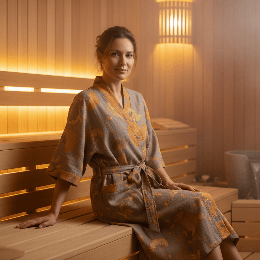 Luma Kimono Käännettävä Puuvillainen Kylpytakki Luonnolliseen Mukavuuteen