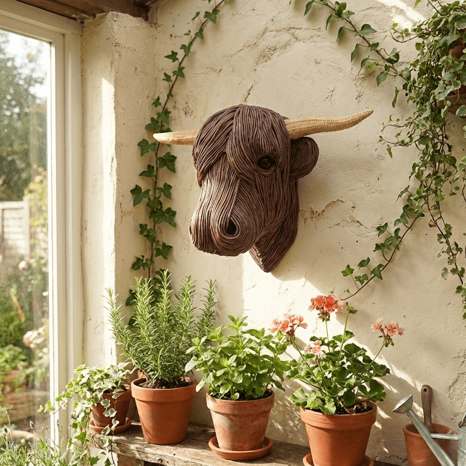 PastureCraft Elegant Cow Wall Sculpture In Country House Style