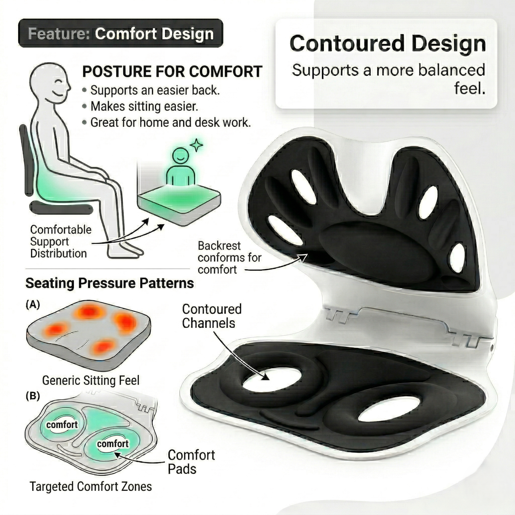 Kovelli ergonomisk setekile for holdningsstøtte mens du sitter | Rosalyssa