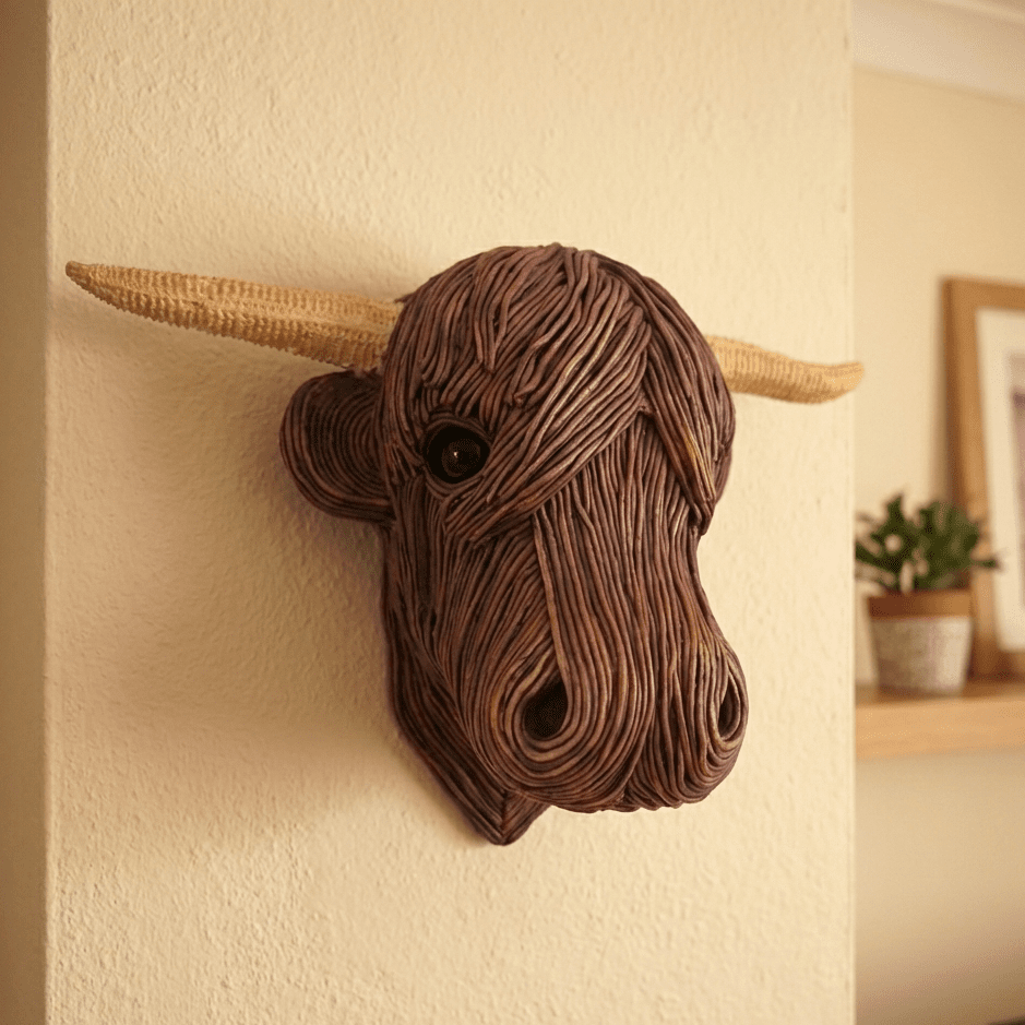 PastureCraft Elegant Cow Wall Sculpture In Country House Style