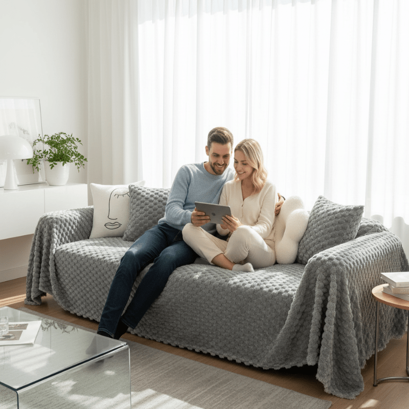 Velora Plush Chenille Sofa Cover With Anti Scratch Protection