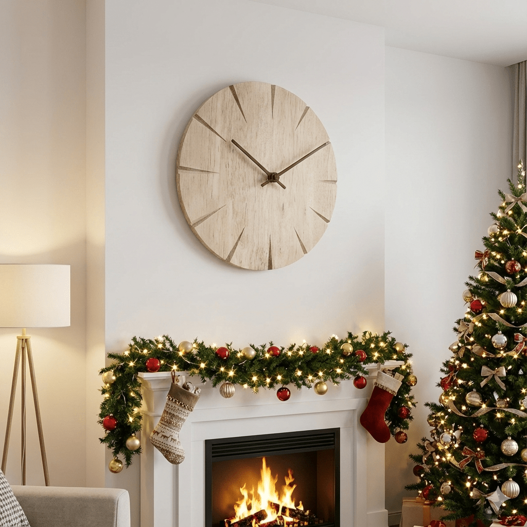 Calmwood Elegant Veggklokke Laget av Massivt Tre med Pendelmekanisme