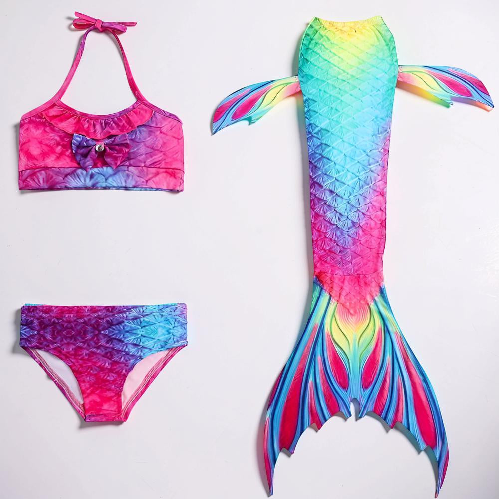 Three-Piece Mermaid Tail Costume Set For Girls' Swimsuit