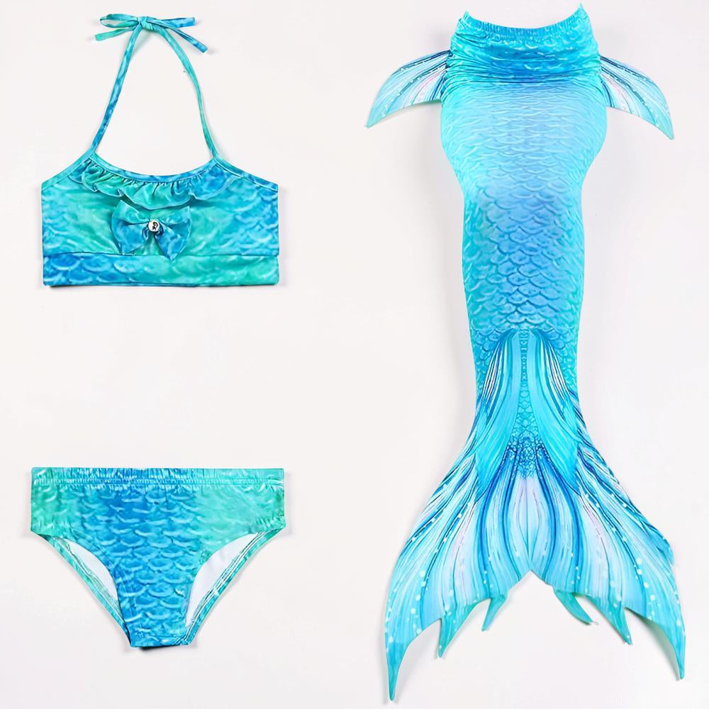 Three-Piece Mermaid Tail Costume Set For Girls' Swimsuit