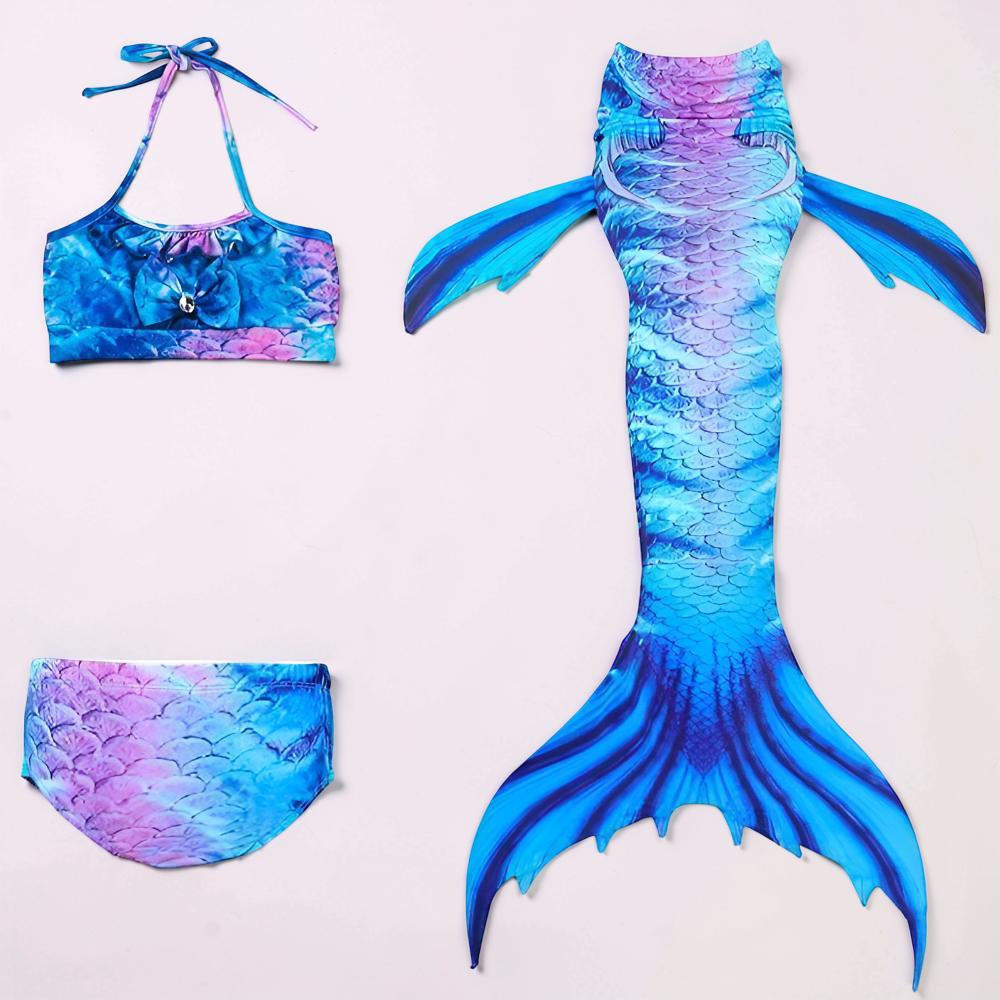 Three-Piece Mermaid Tail Costume Set For Girls' Swimsuit