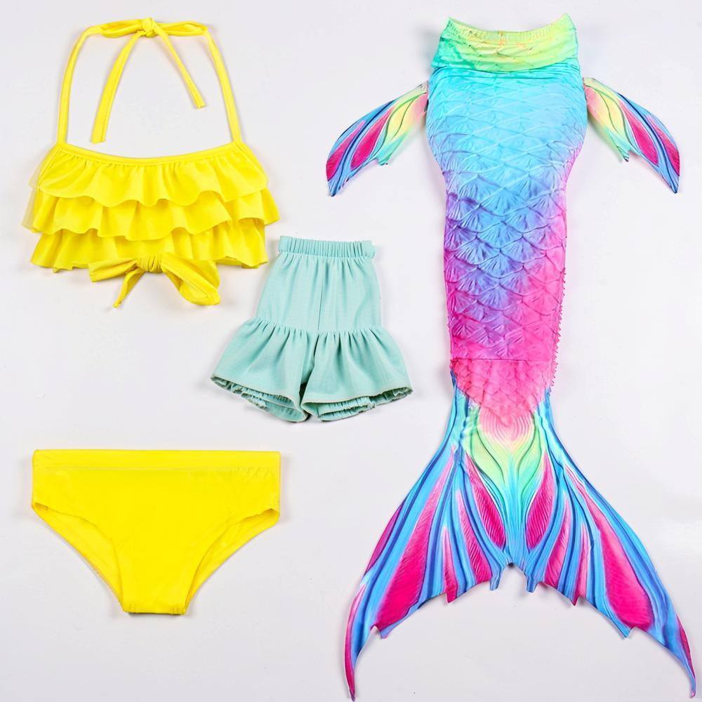 Three-Piece Mermaid Tail Costume Set For Girls' Swimsuit