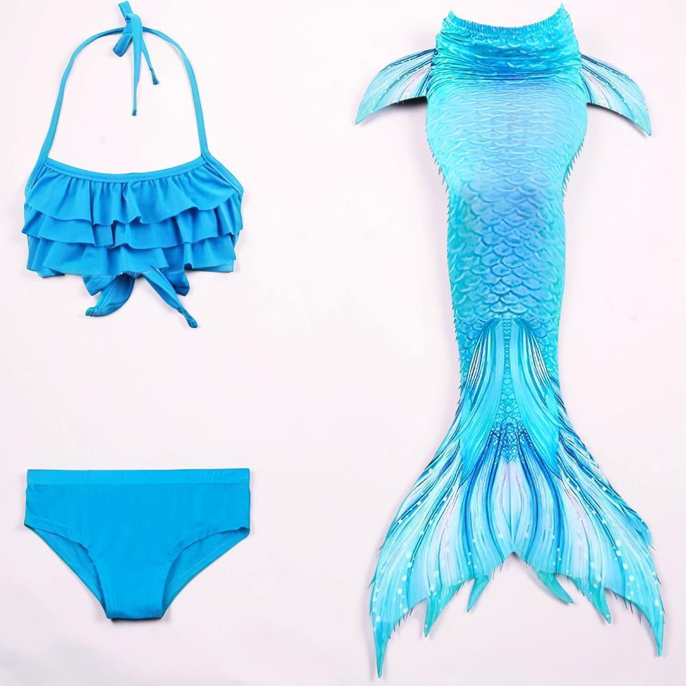 Three-Piece Mermaid Tail Costume Set For Girls' Swimsuit