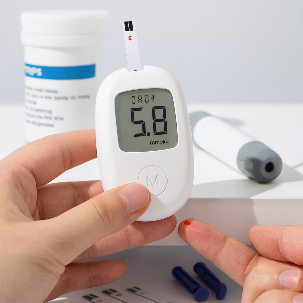 Medidor Digital Compacto para Kit de Teste de Açúcar no Sangue Portátil