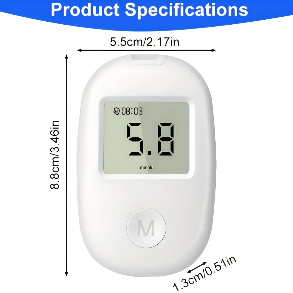 Medidor Digital Compacto para Kit de Teste de Açúcar no Sangue Portátil