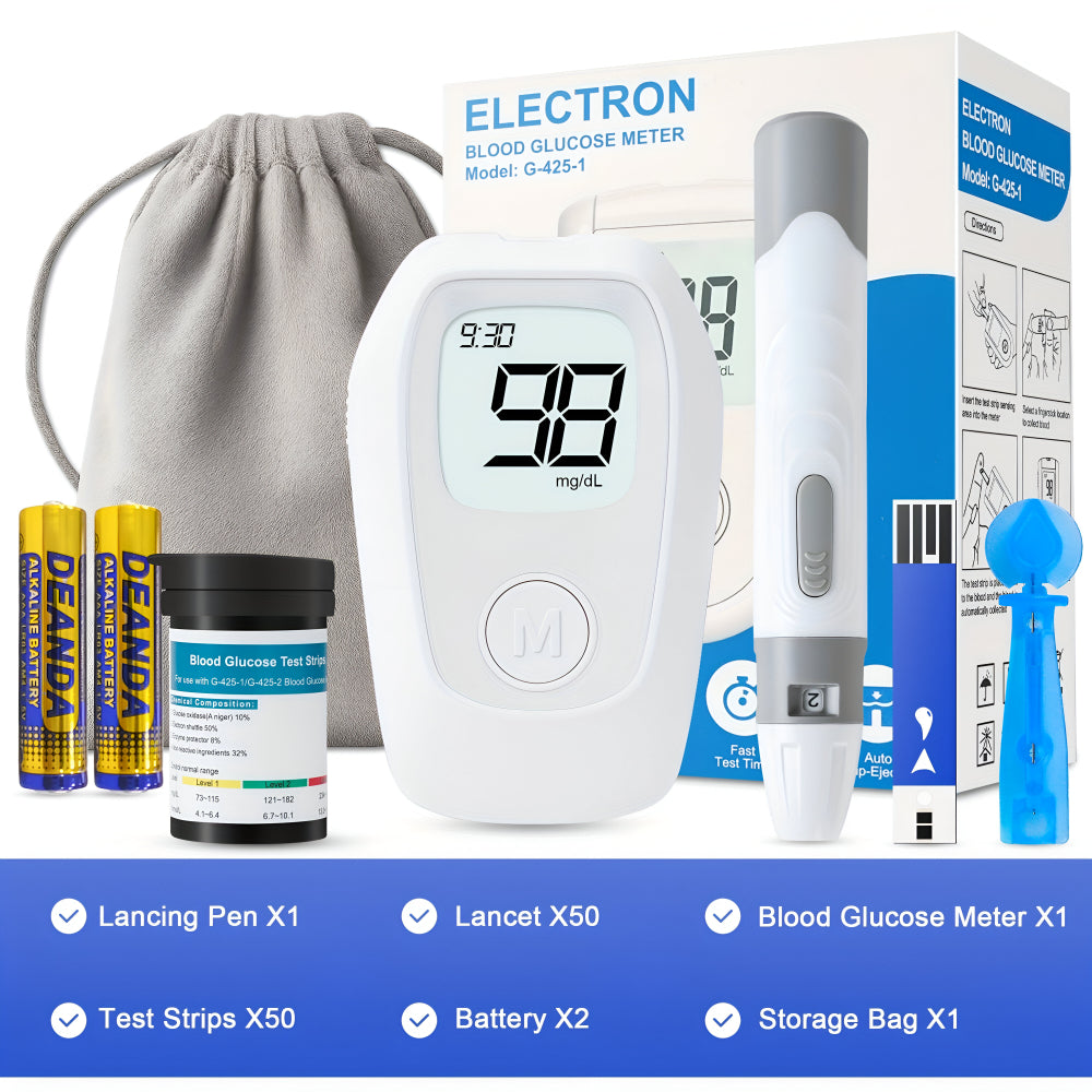 Medidor Digital Compacto para Kit de Teste de Açúcar no Sangue Portátil