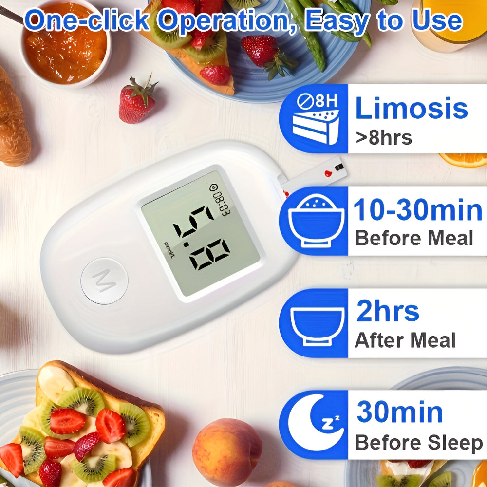 Medidor Digital Compacto para Kit de Teste de Açúcar no Sangue Portátil
