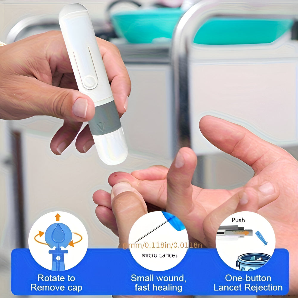 Medidor Digital Compacto para Kit de Teste de Açúcar no Sangue Portátil