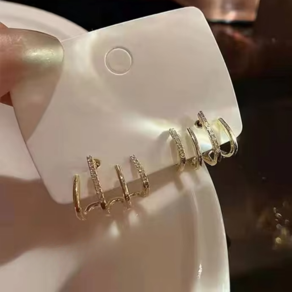 Pendientes de aro dorados en capas Estilo minimalista para uso diario Regalo para el Día de la Madre