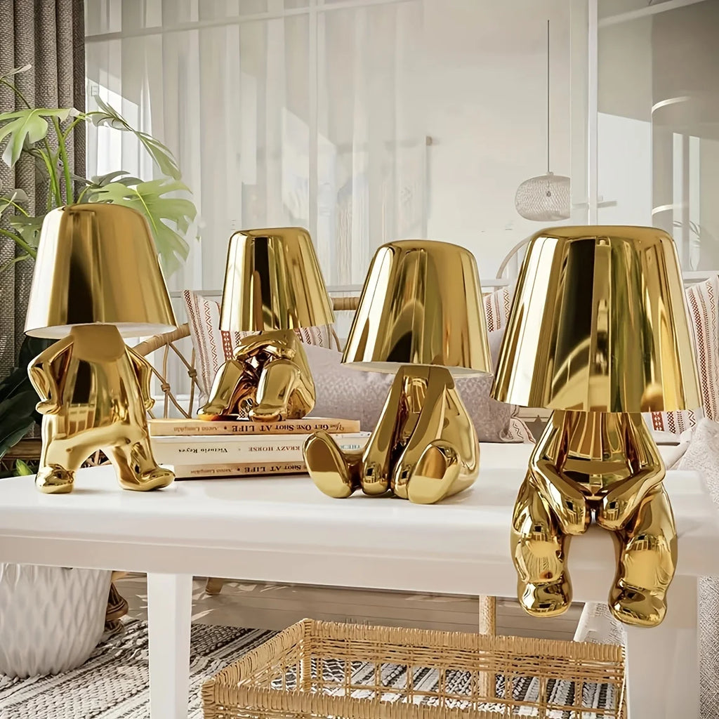 Aurora Gold Skulpturale Tischlampe für Zuhause und Büro