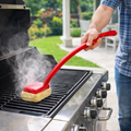 Čistič grilu s dlouhou rukojetí a parovou čisticí podložkou pro rošty na BBQ