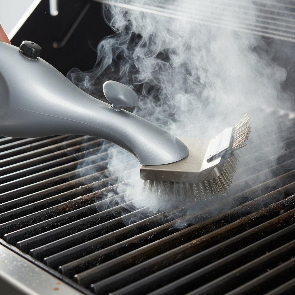 スチームクリーナー付きBBQグリルブラシ、スチール製ブラシ毛