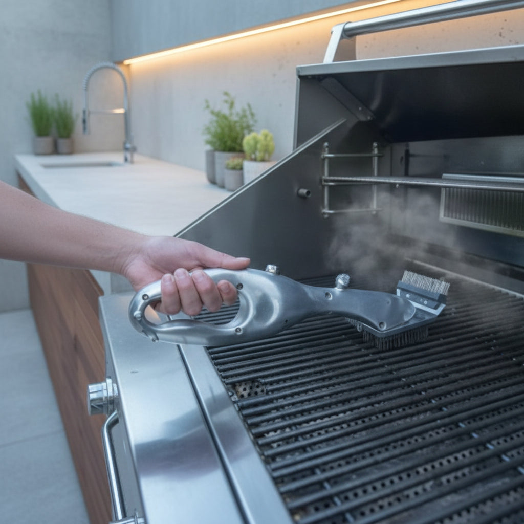 スチームクリーナー付きBBQグリルブラシ、スチール製ブラシ毛