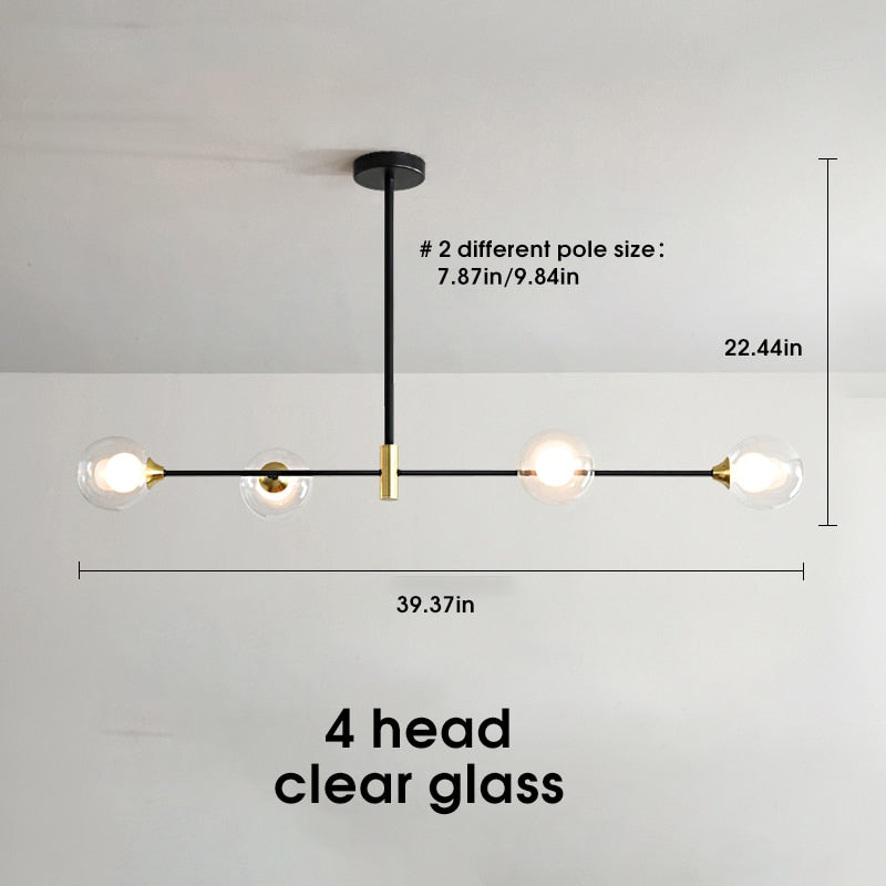 Novaelle Nordic Glass Kugellampen-Schirm Deckenleuchte in poliertem Chrom | Snurv