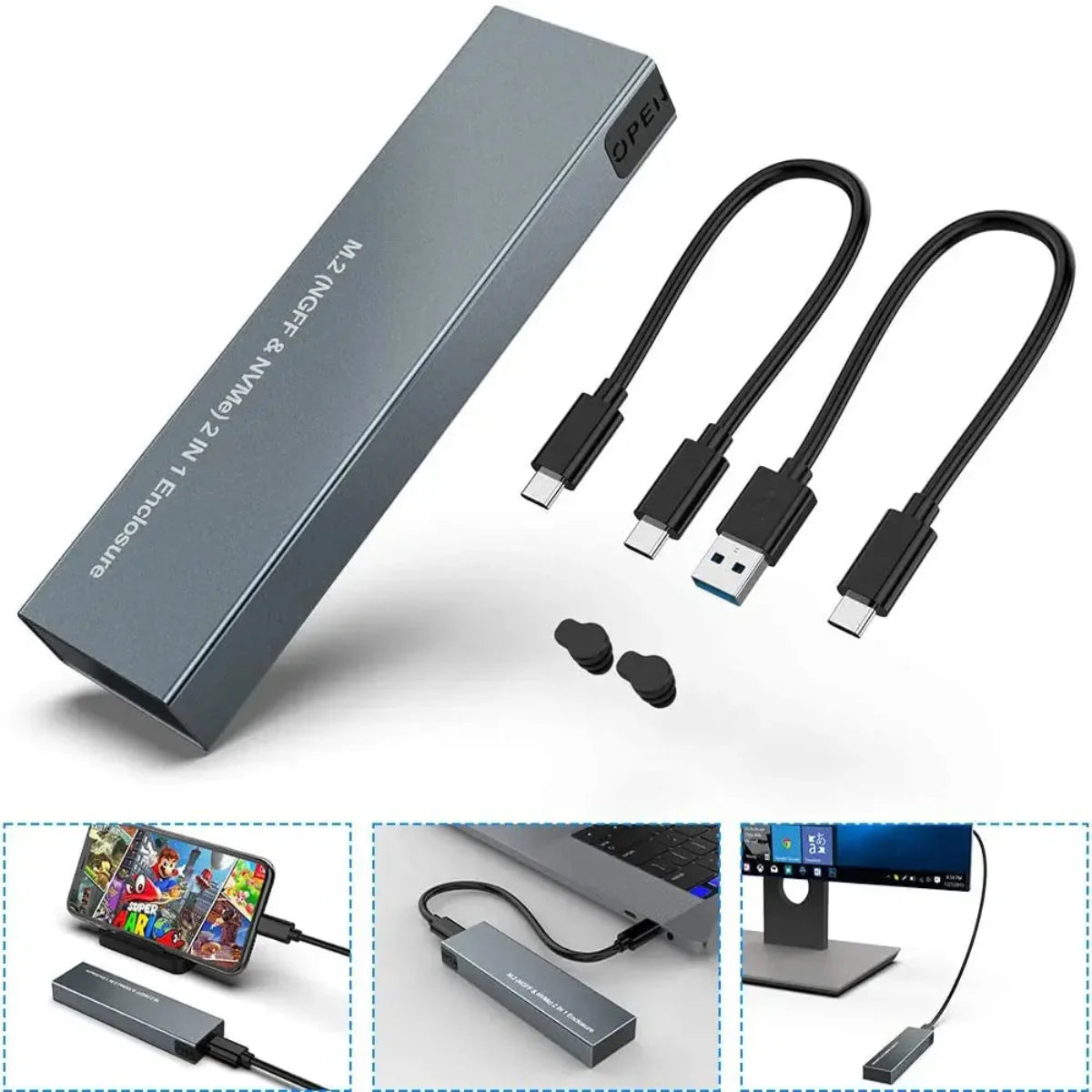 USB C NVMe a SATA SSD pouzdro pro přenosný disk