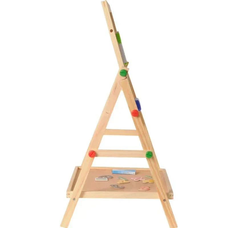 CreativeEase magnetická tabule a křídová tabule pro děti s nastavitelným dřevěným rámem