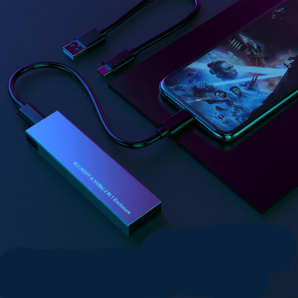 USB C NVMe a SATA SSD pouzdro pro přenosný disk