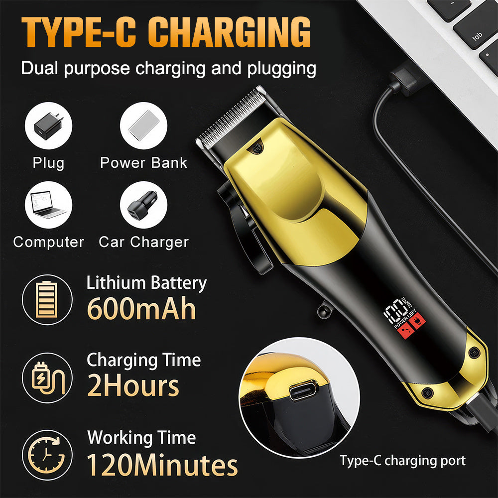 Cordless Hair Clippers And Trimmer Set With Rechargeable Lithium Battery
