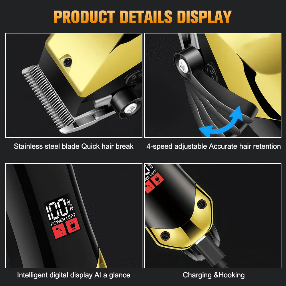 Cordless Hair Clippers And Trimmer Set With Rechargeable Lithium Battery