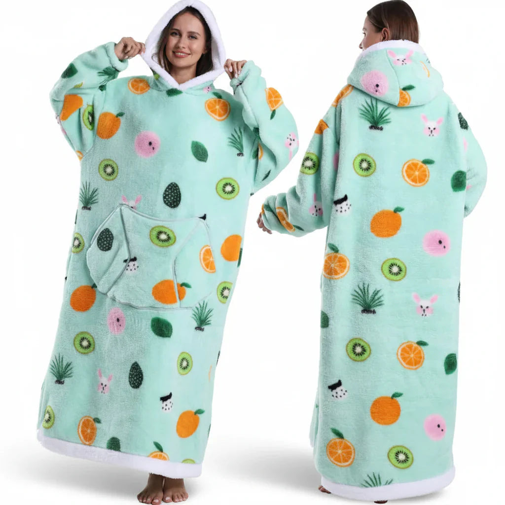 ハロウィンプリント付きオーバーサイズシェルパブランケットフーディー