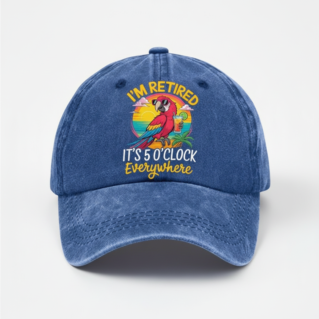 Washed Adjustable Baseball Cap With Casual Embroidered Details