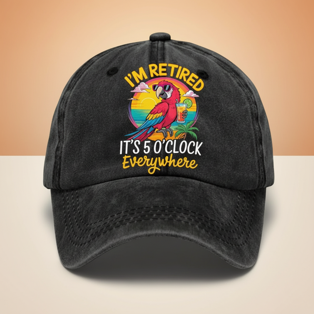 Washed Adjustable Baseball Cap With Casual Embroidered Details