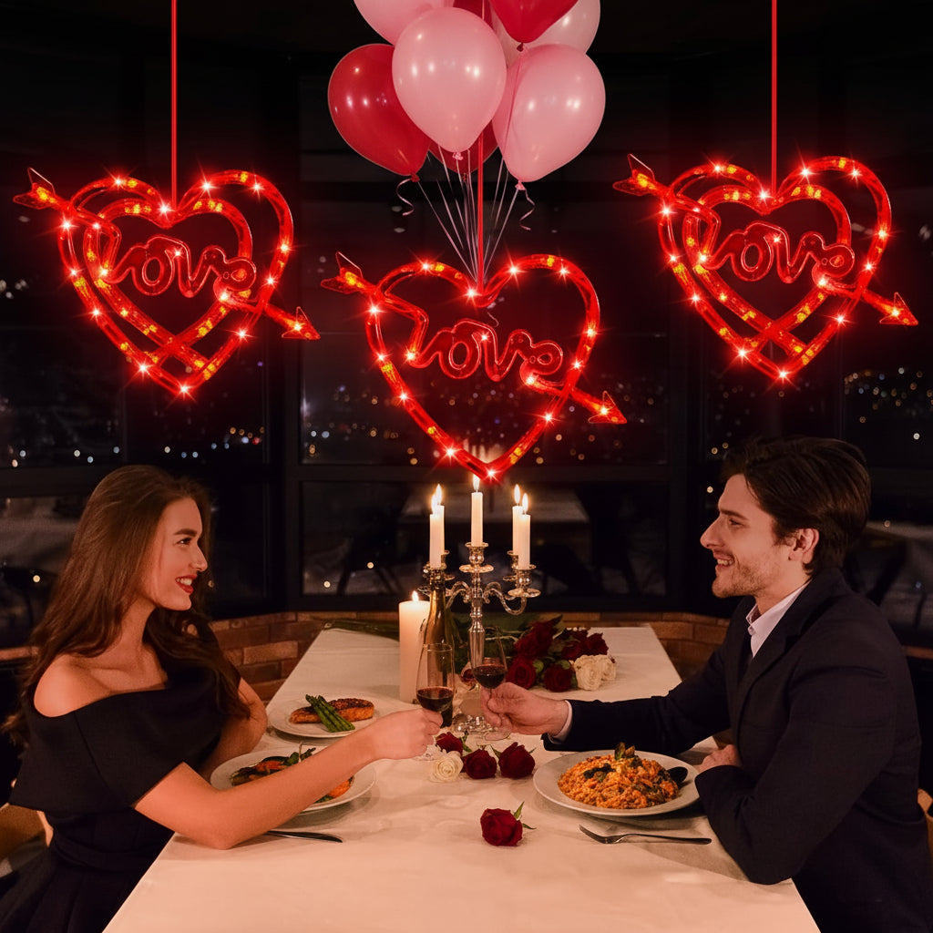 Heart Shaped LED Window Lights With Battery Power And Suction Cup