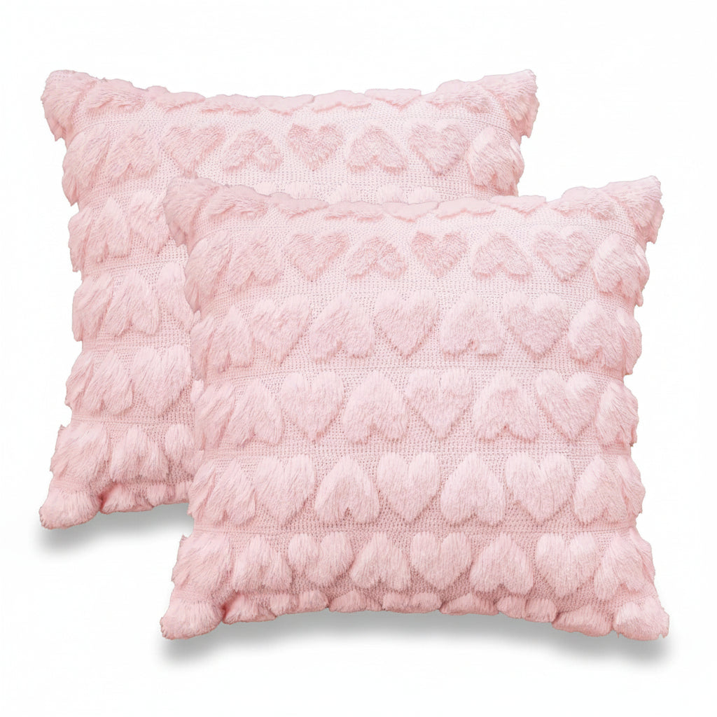 Putetrekk med rosa hjerteprint i polyester, valentinstema
