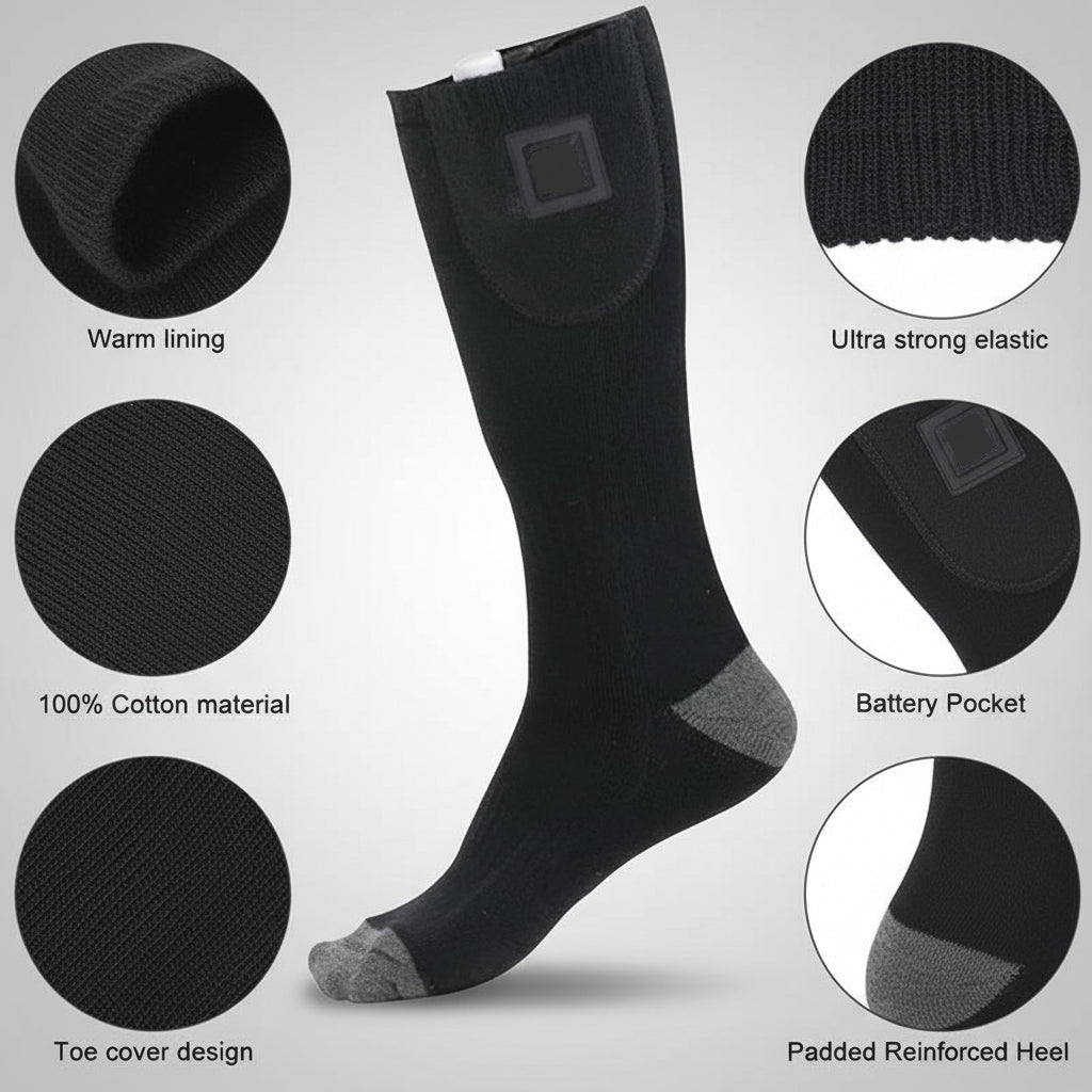 Calcetines calefactables recargables para calor durante todo el día en invierno, calentadores de pies para uso interior y exterior