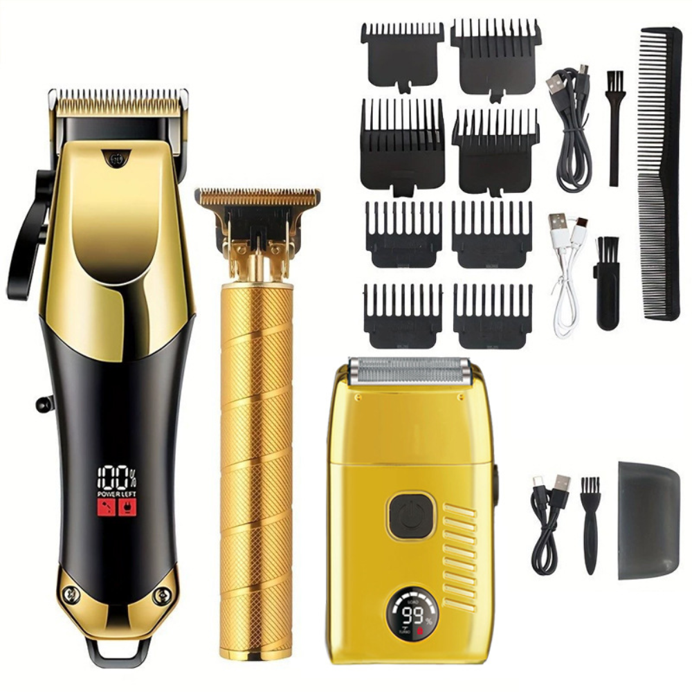Cordless Hair Clippers And Trimmer Set With Rechargeable Lithium Battery