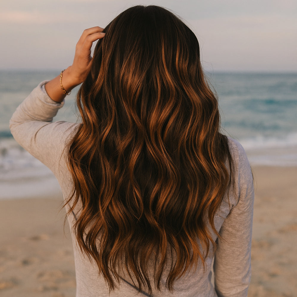 Extensões de Cabelo Natural Ondulado com Presilhas para Comprimento e Volume Prolongados
