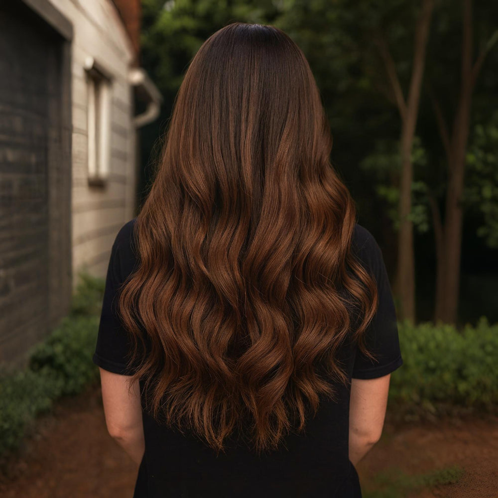 Extensões de Cabelo Natural Ondulado com Presilhas para Comprimento e Volume Prolongados