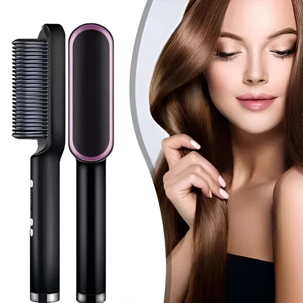 Peigne lissant chauffant et brosse coiffante pour des mèches lisses
