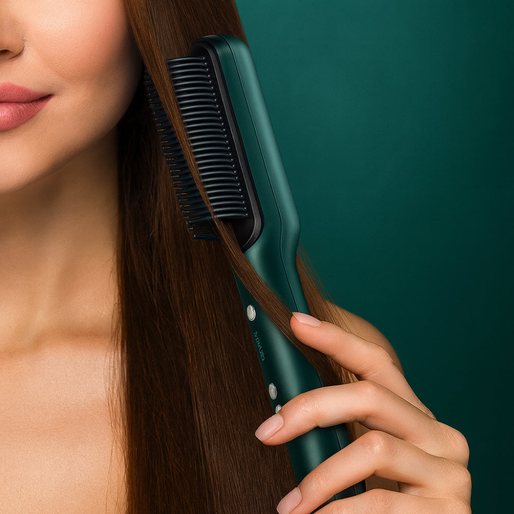 Peigne lissant chauffant et brosse coiffante pour des mèches lisses